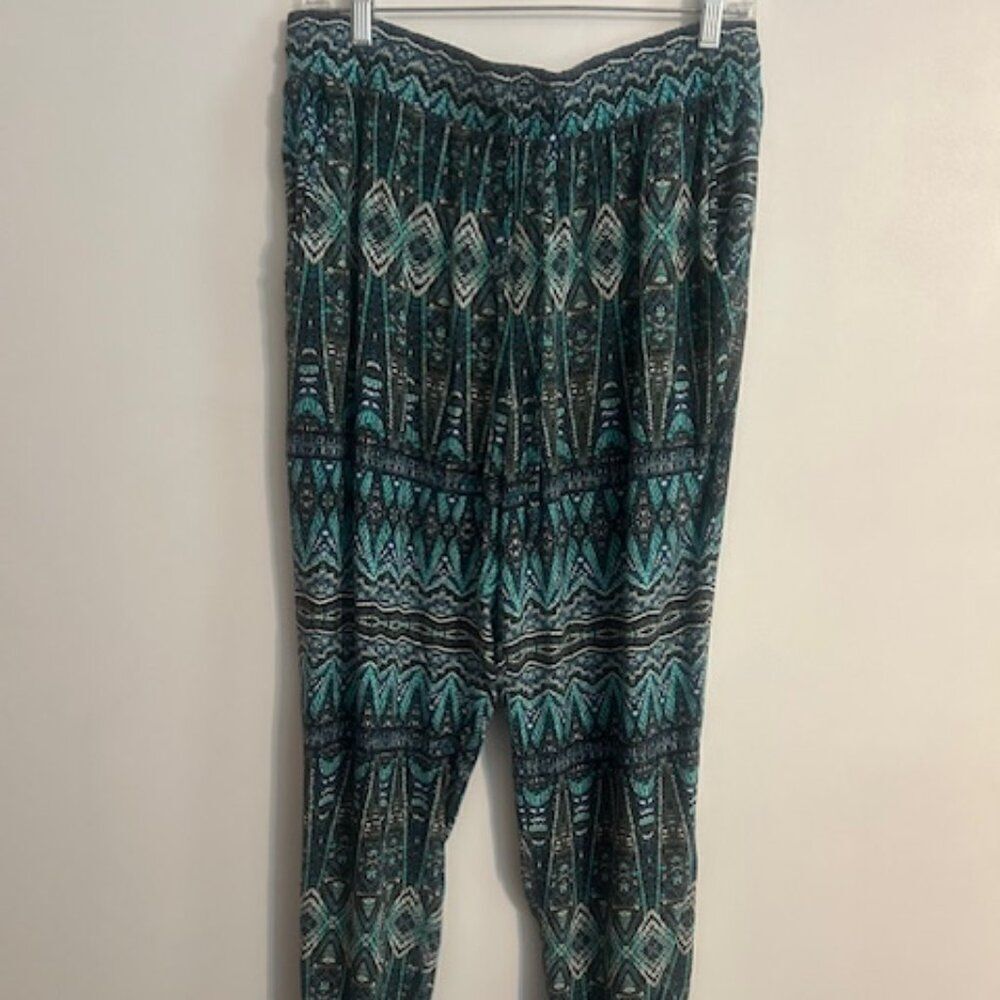 Aeropostale Green/Blue Aztec print drawstring jogger pants, size XL